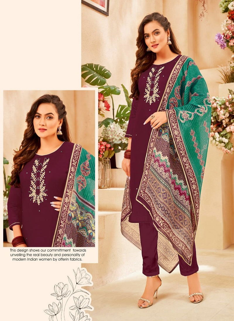 Green Tomato Silky Ethnic Wear Wholesale Readymade Suits Collection
